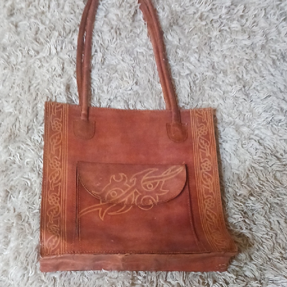 Elegant Brown Leather Tote Bag